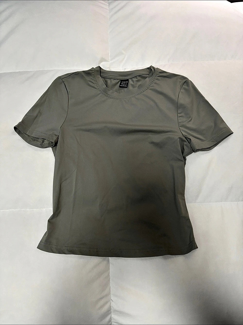 SHEIN Solid Crew Neck Basic Short Sleeve Tee Short Sleeve Tee in Gray Like New